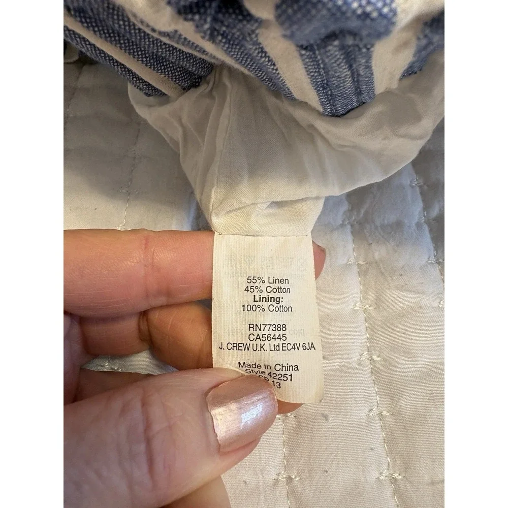 J Crew Women's Pull On Striped Linen Blend Skirt,‎ Size 4 Pockets